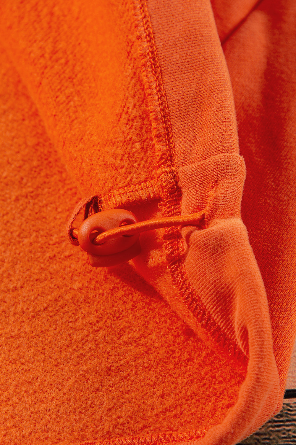 Fleece Lined Half Zipper Kangaroo Pockets Loose Hoodie | Orange