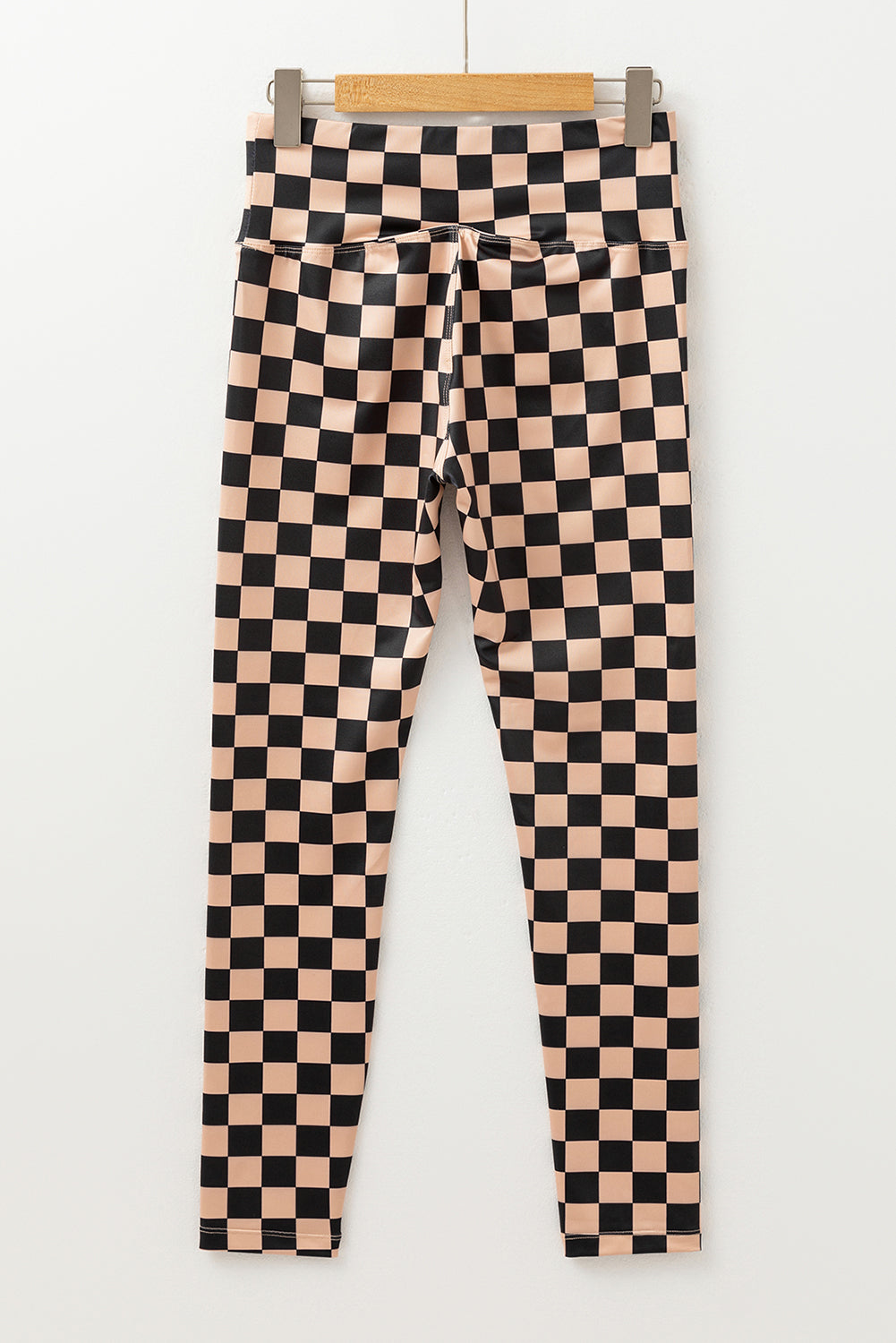 Checkered Pattern High Waist Skinny Leggings | Khaki