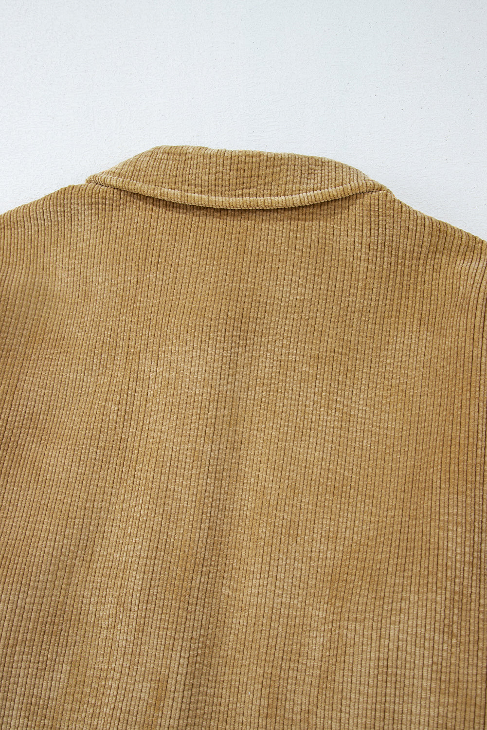 Patched Pocket Button Up Corduroy Shacket | Light French Beige