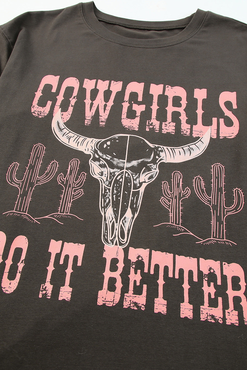 Cowgirls Do It Better Graphic Print Oversized T Shirt | Gray