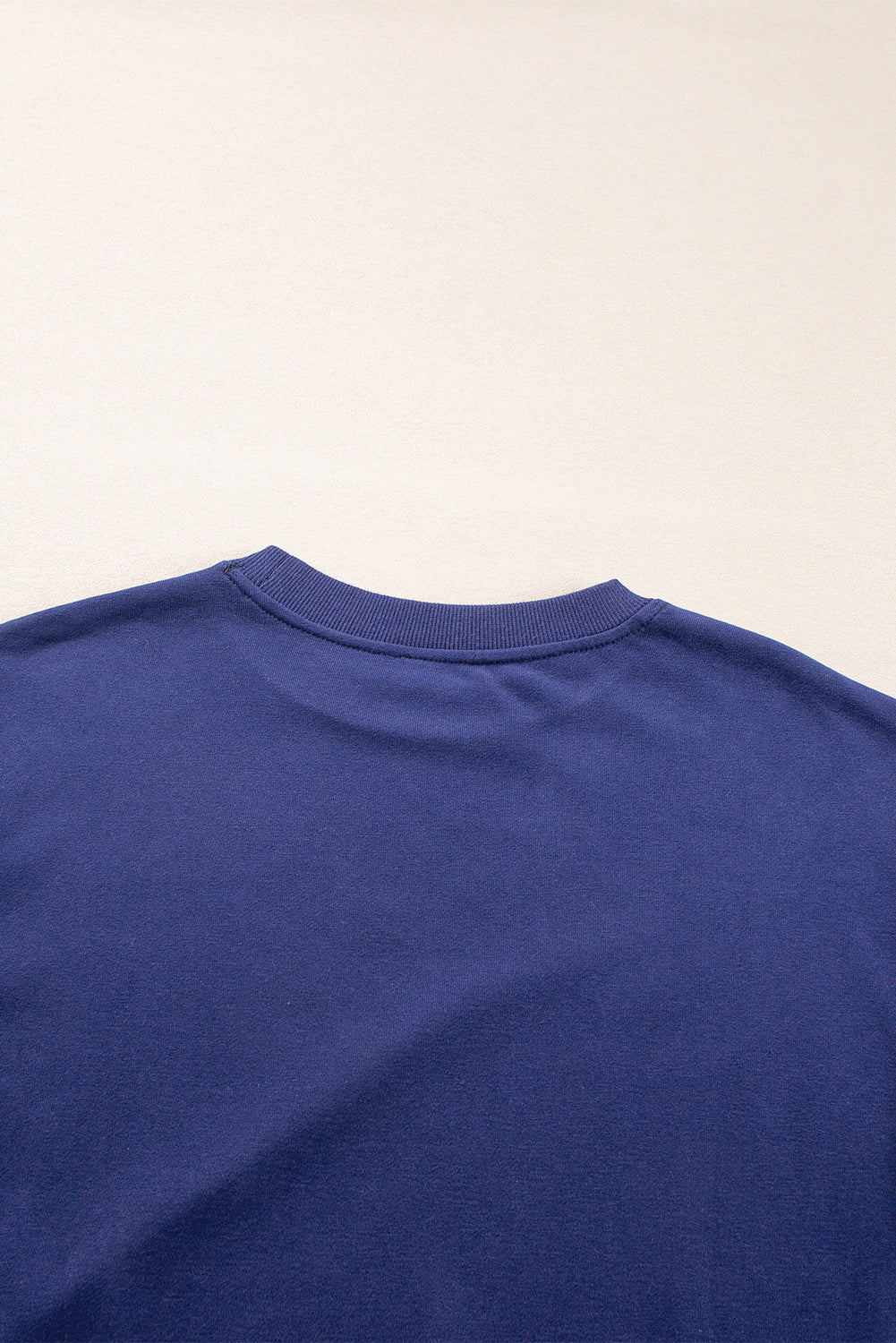 Plain Drop Shoulder Crewneck Pullover Sweatshirt | Navy Blue