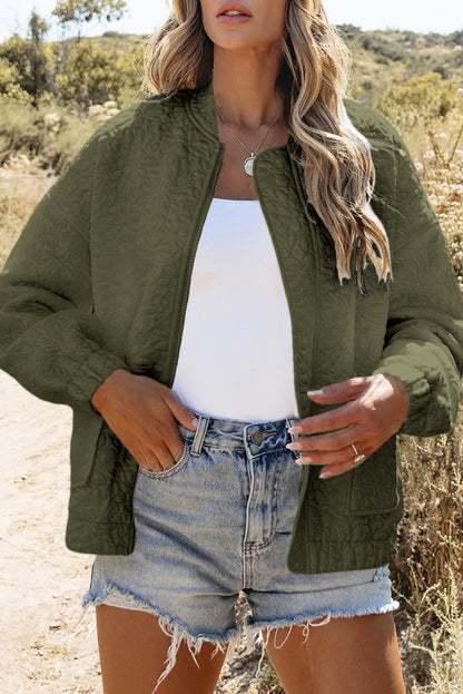 Floral Quilted Jacket | Jungle Green