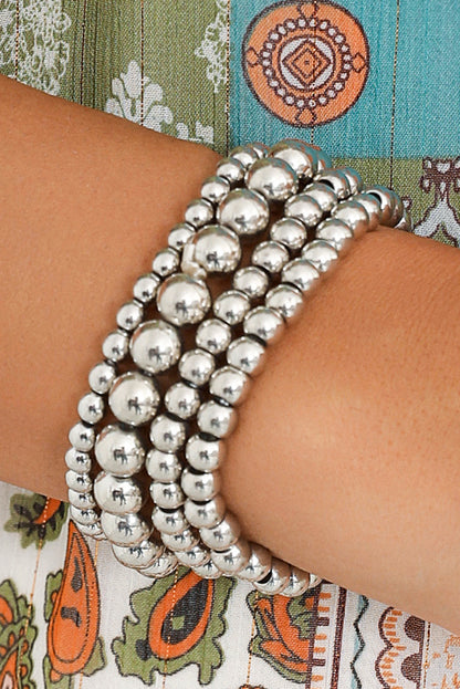 Multi Layered Beaded Bracelet | White