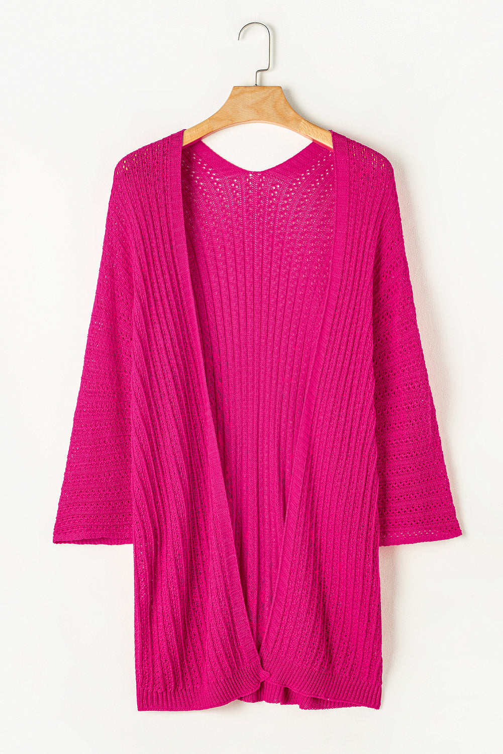 Hollow-Out Bracelet Sleeve Knit Cardigan | Rose