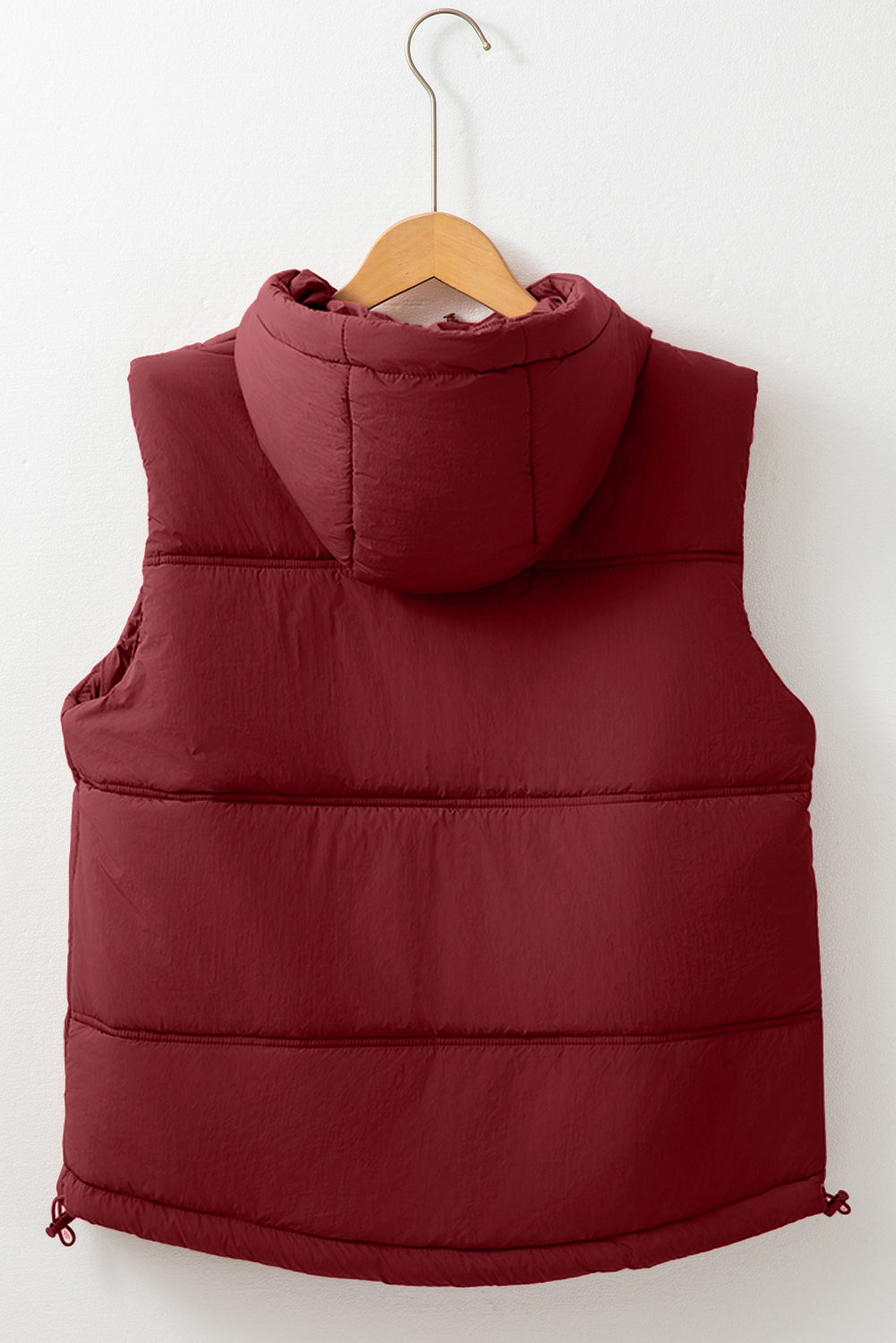 Zip-Up Side Pockets Hooded Puffer Vest | Clay