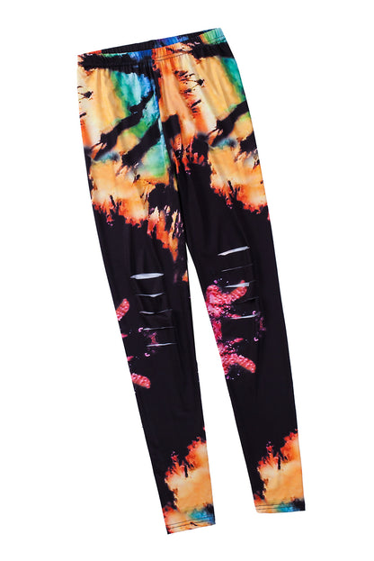 Tie Dye Hollow Out Fitness Activewear Leggings | Multicolour