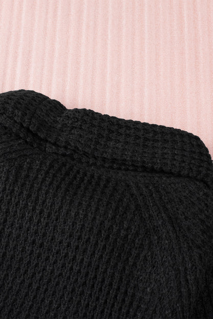 Buttoned Wrap Turtleneck Sweater | Black