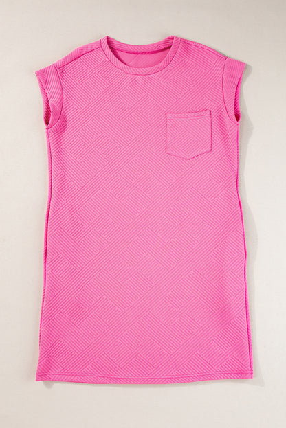 Textured Cap Sleeve T Shirt Dress | Sachet Pink