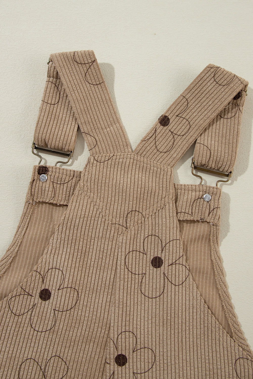 Flower Print Corduroy Overalls | Khaki