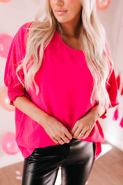 Smocked Wrist Shift Top | Rose