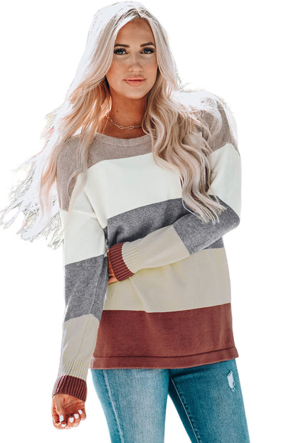 Colourblock Pocketed Sweater | Purple