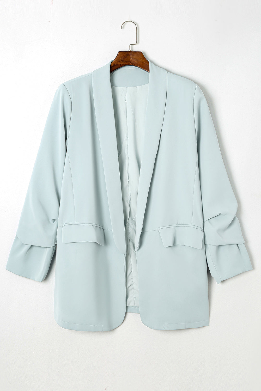 Plus Size Soft Lightweight Pocketed Lapel Blazer | Sky Blue