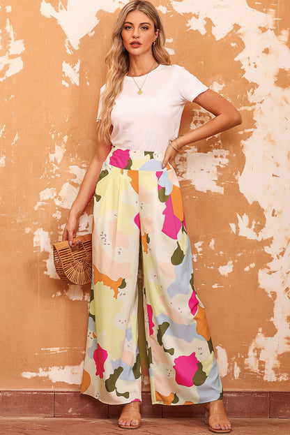 Colour Palette Print Flowy Wide Leg Pants | Multicolour