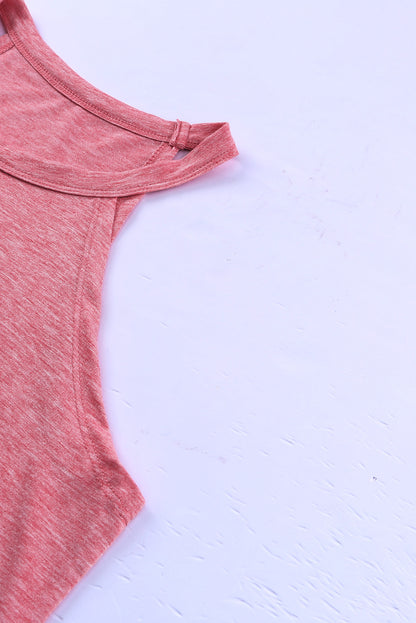 Solid Colour Crew Neck Tank Top | Pink