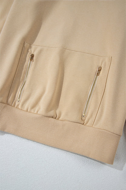 Zipped Pocket Cozy Drawstring Hoodie | Parchment