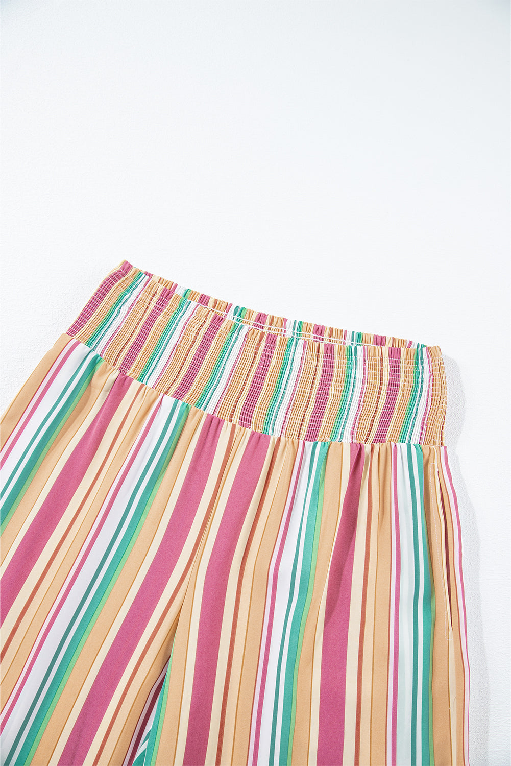 Striped Smocked High Waist Wide Leg Pants | Multicolour