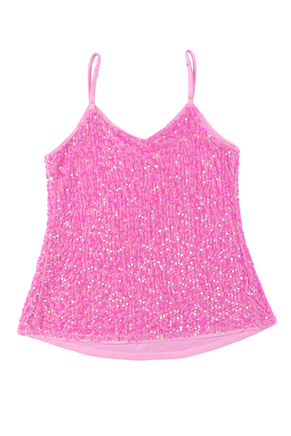 Sequin Adjustable Straps Tank Top | Pink