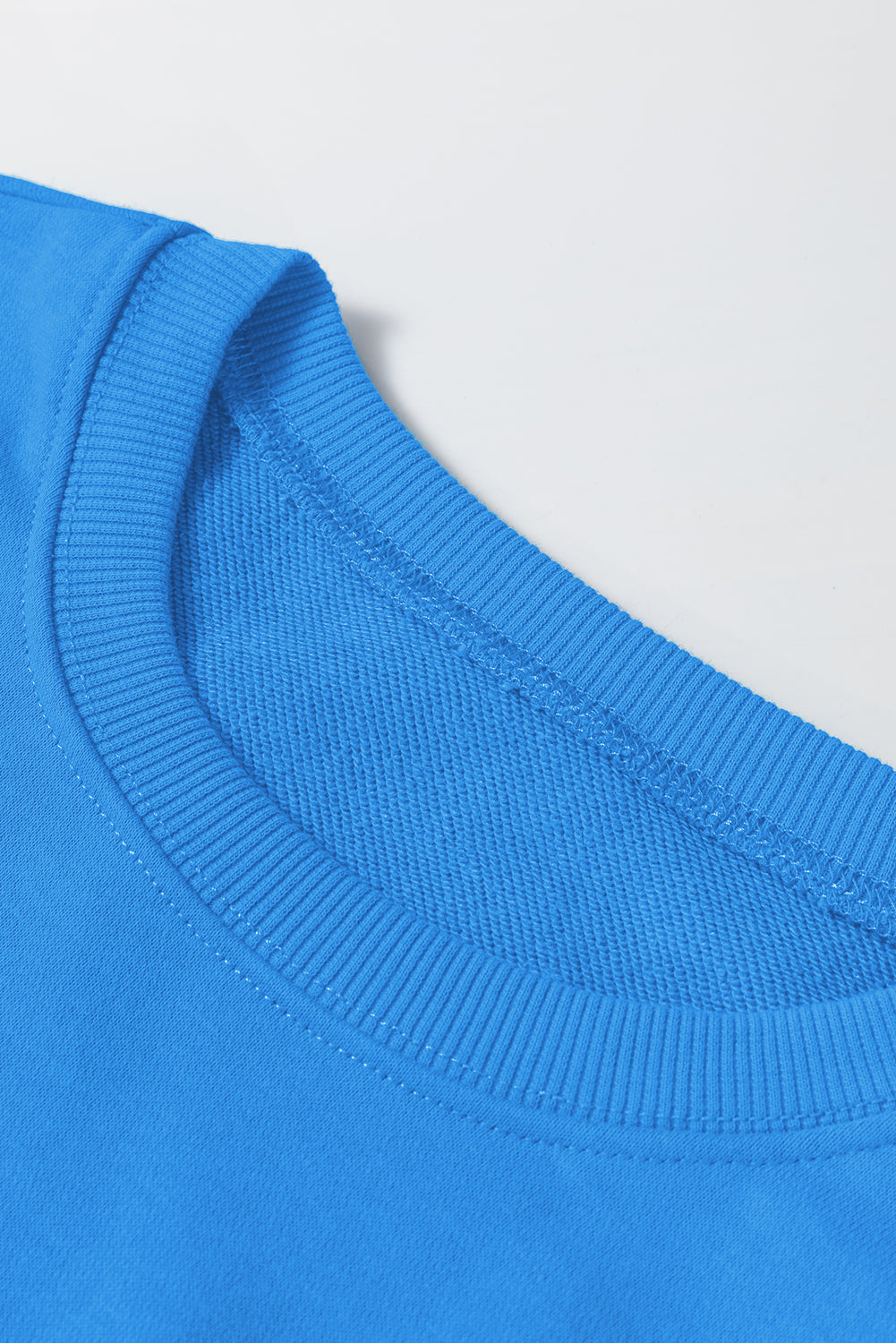 Solid Colour Drop Shoulder Long Sleeve Basic Sweatshirt | Sky Blue