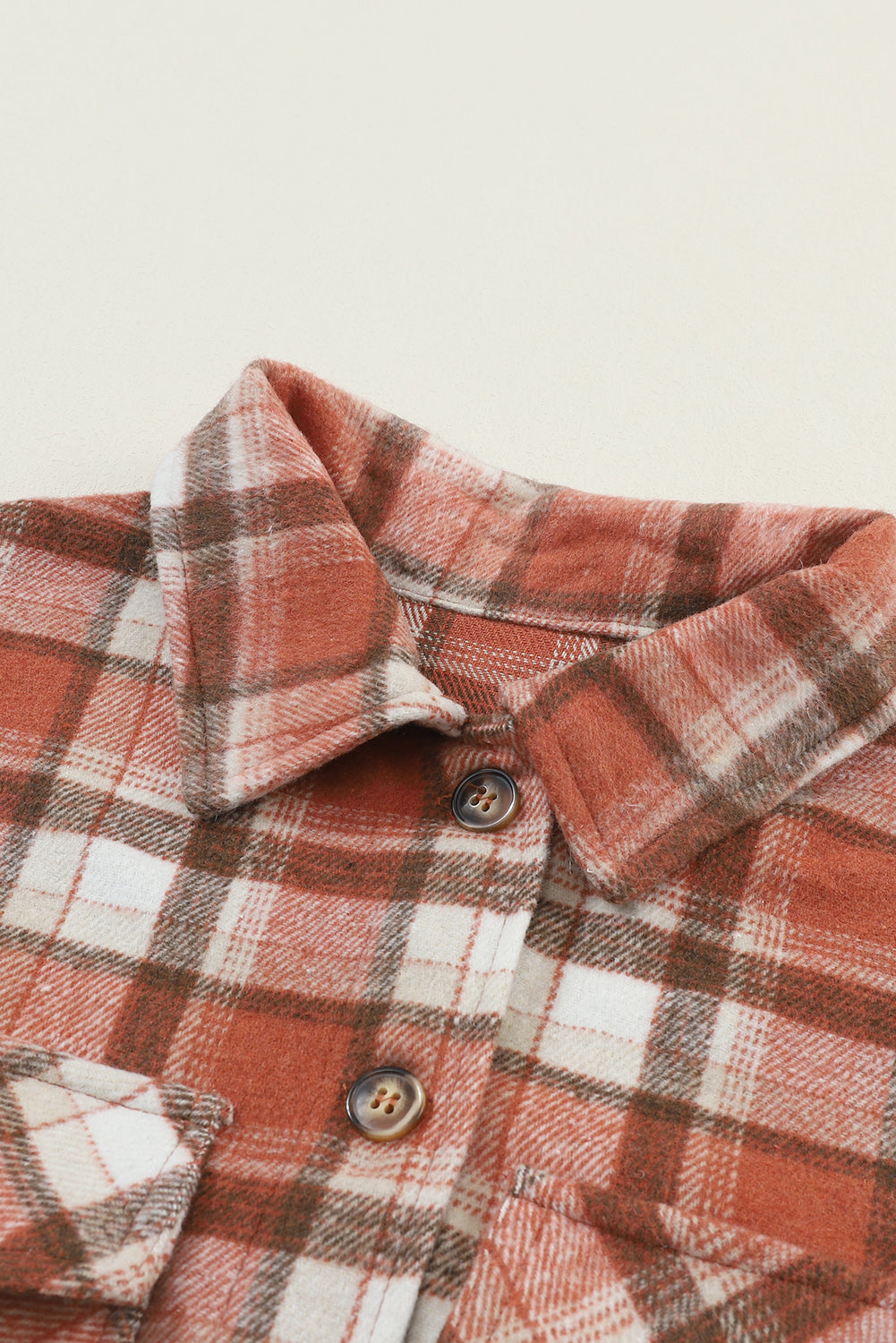 Plaid Button-Up Flap Pocket Jacket | Orange