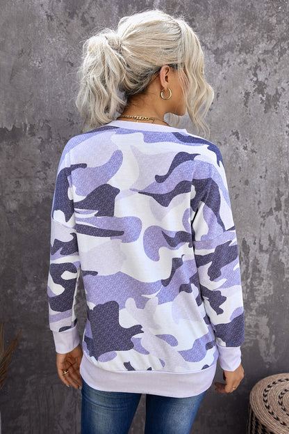 Digital Camo Print Sweatshirt | Blue