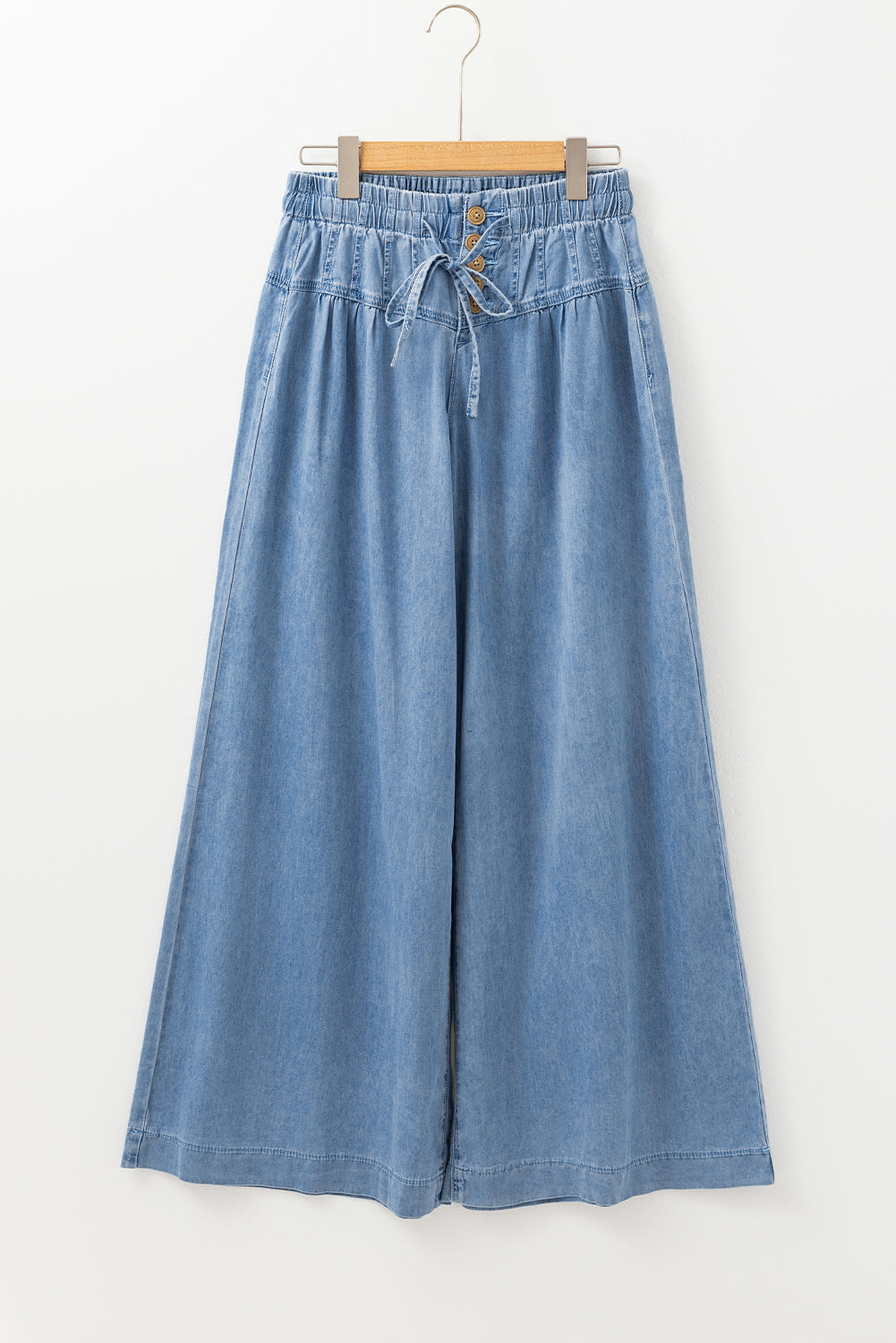 Mineral Wash Button Fly Waist Wide Leg Jeans | Beau Blue