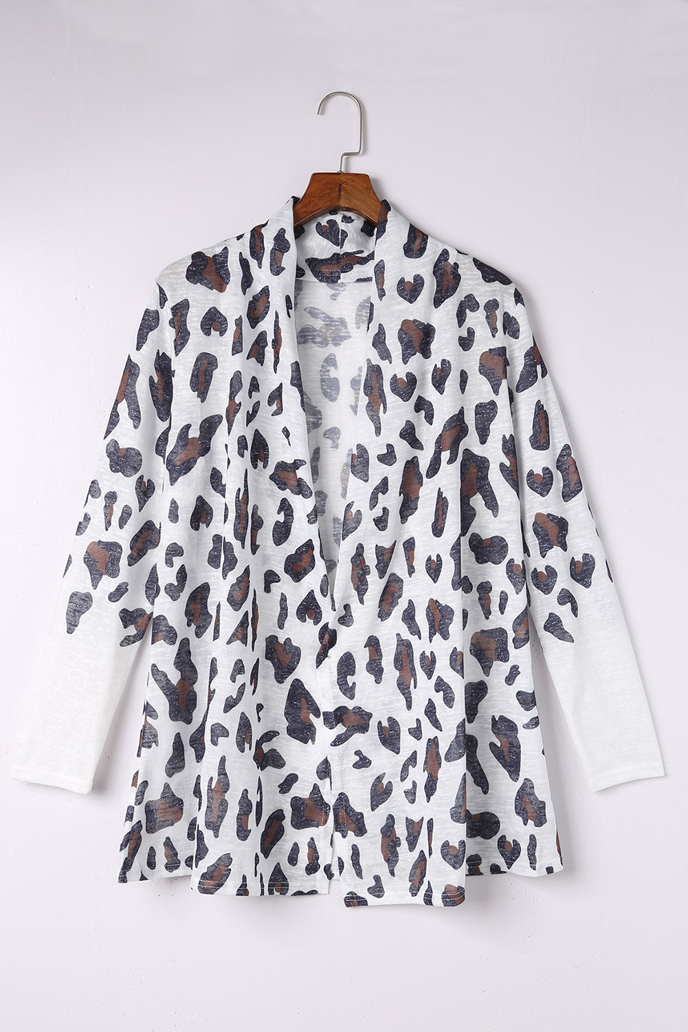 Vintage Leopard Print Open Cardigan | White