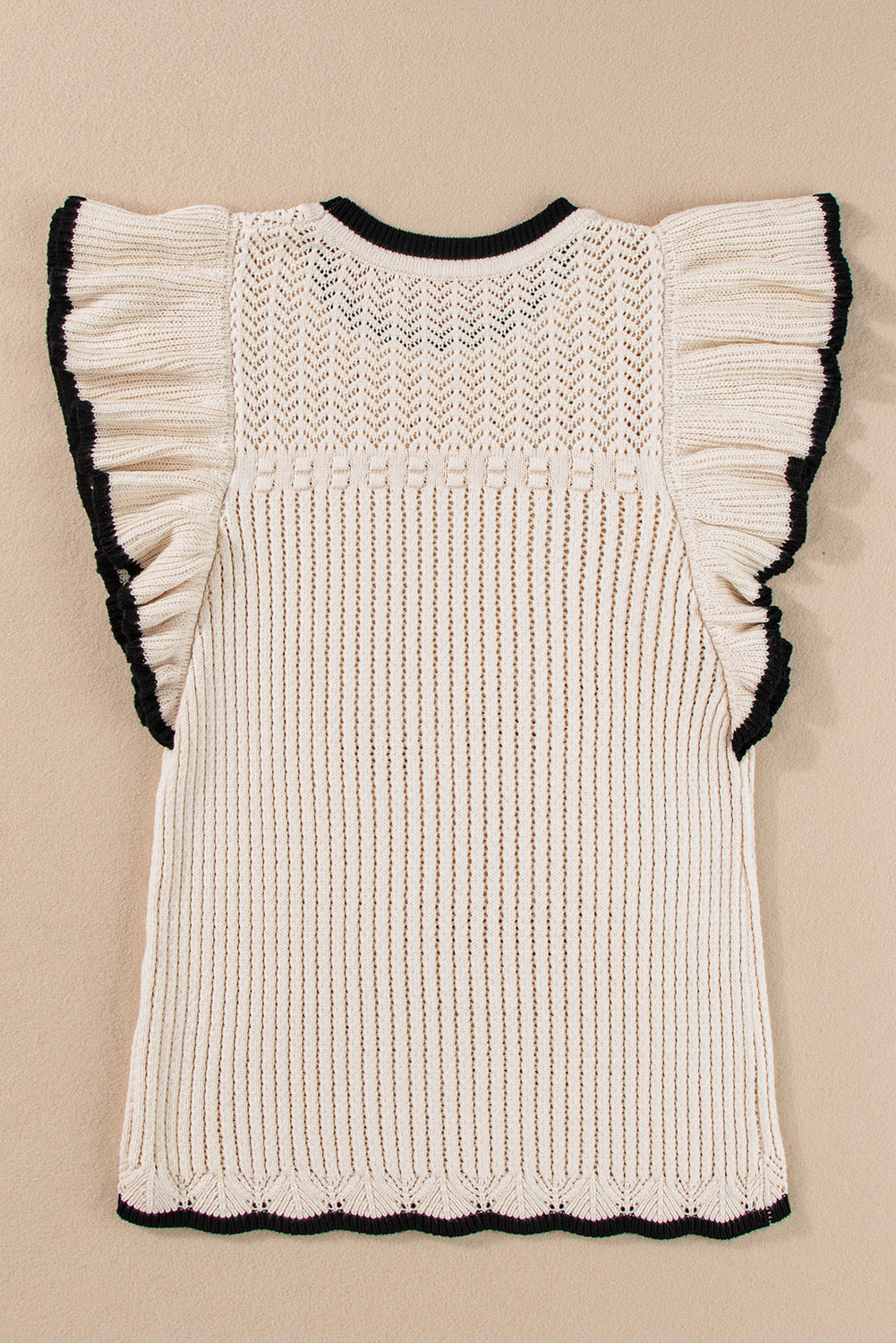 Crochet Eyelet Flounce Tank Top | Apricot