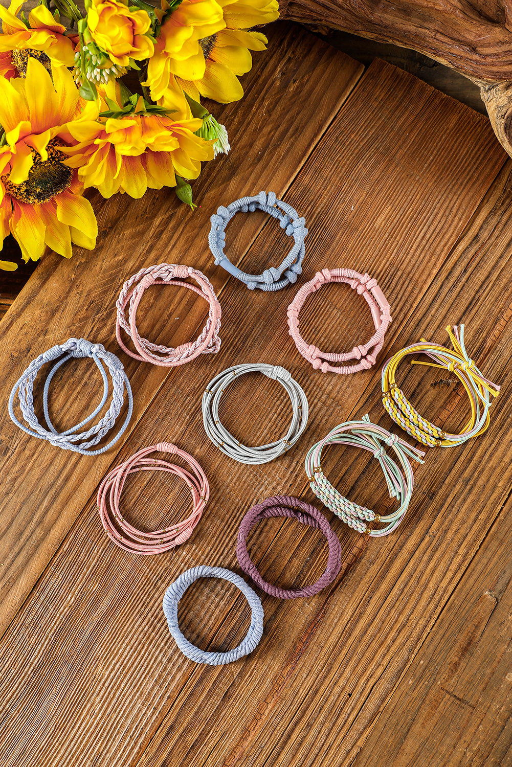 Multicolour 20Pcs Boho Knotted Hair Ties | Pink