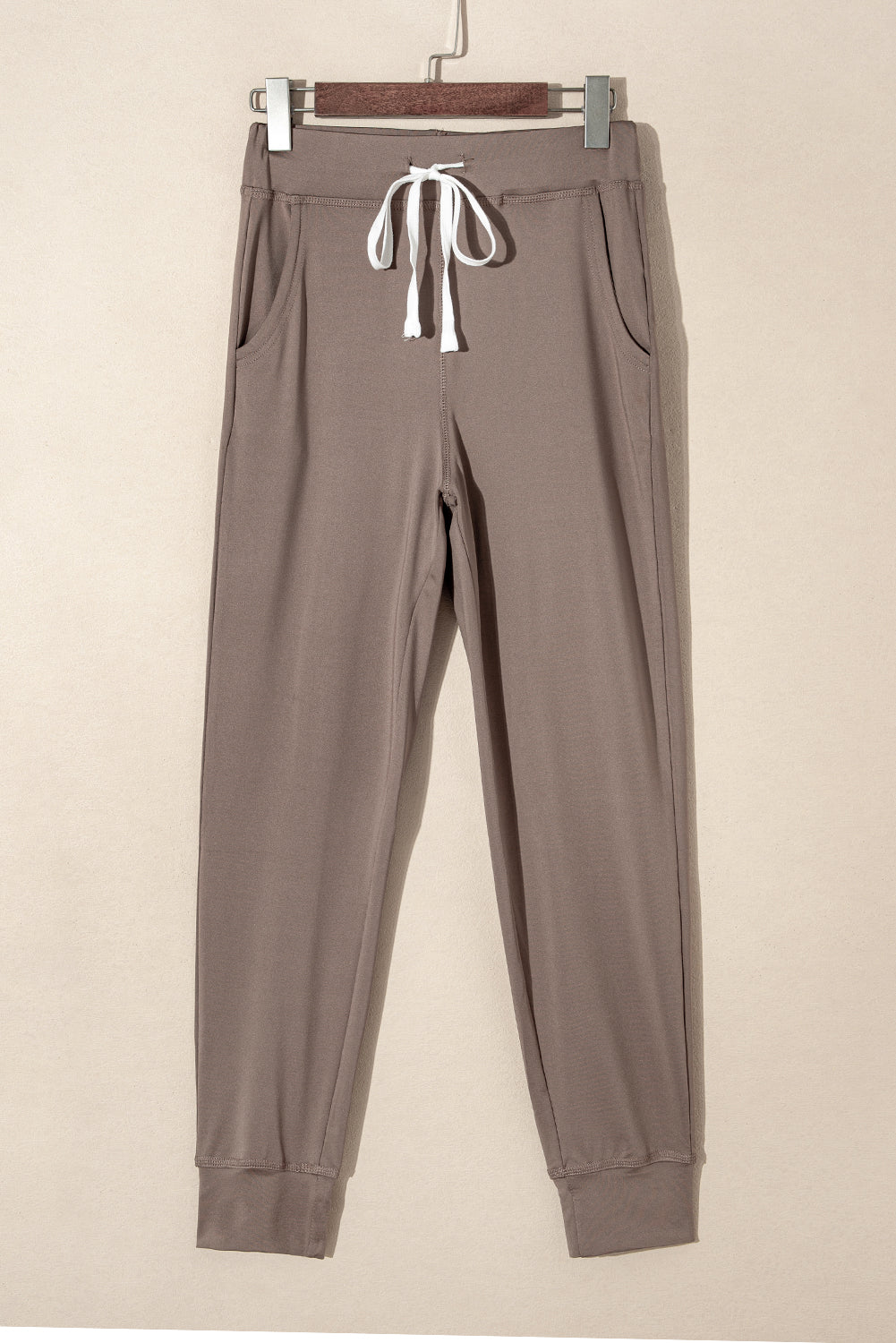 Drawstring Waist Pocketed Joggers | Dark Brown