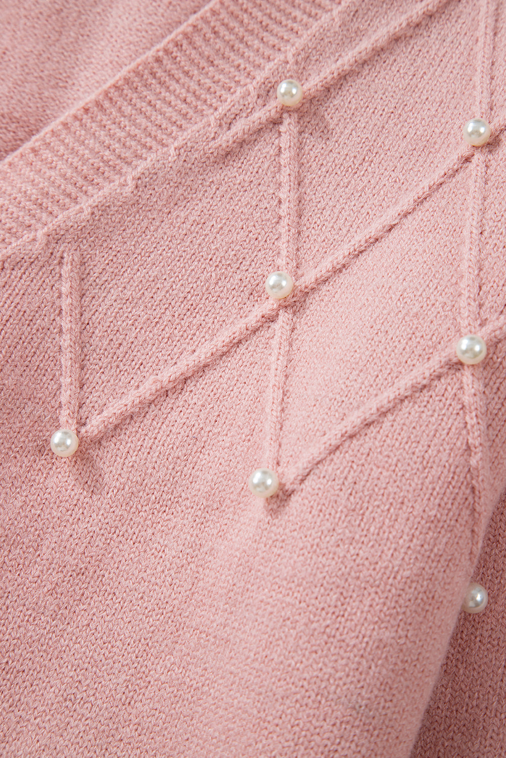 Textured Knit Pearl Beaded Button Up Cardigan | Sepia Rose