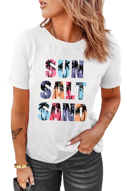 Coconut Tree Sun Salt Sand Graphic Tee | White