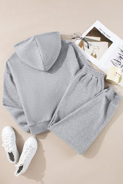 Solid Exposed Seams Hoodie And Joggers Activewear Set | Gray