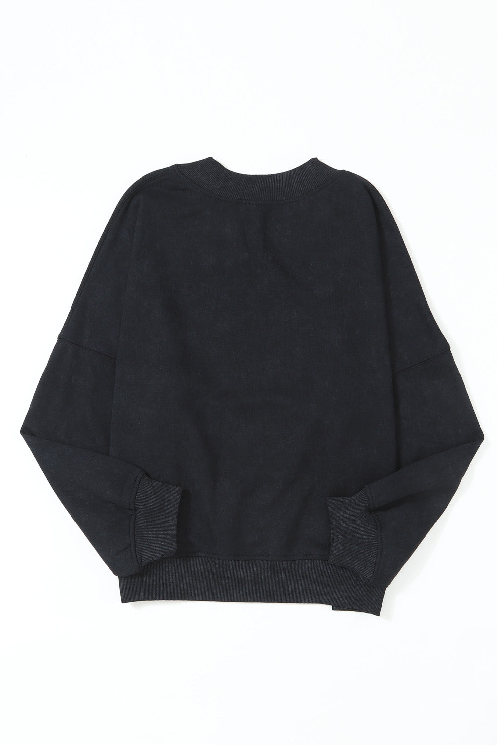 Drop Shoulder Crew Neck Pullover Sweatshirt | Black