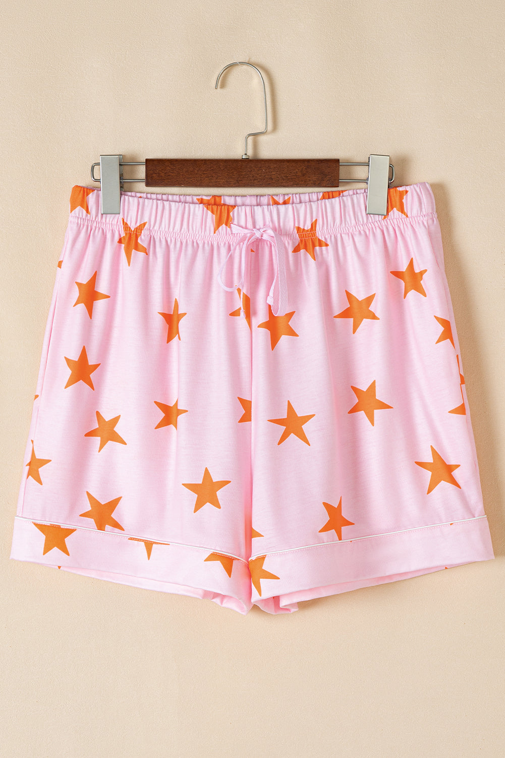 Stars Short Sleeve Shirt And Shorts Bamboo Pajama Set | Pink