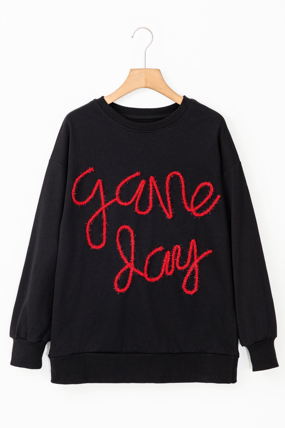 Tinsel Game Day Drop Shoulder Graphic Sweatshirt | Black