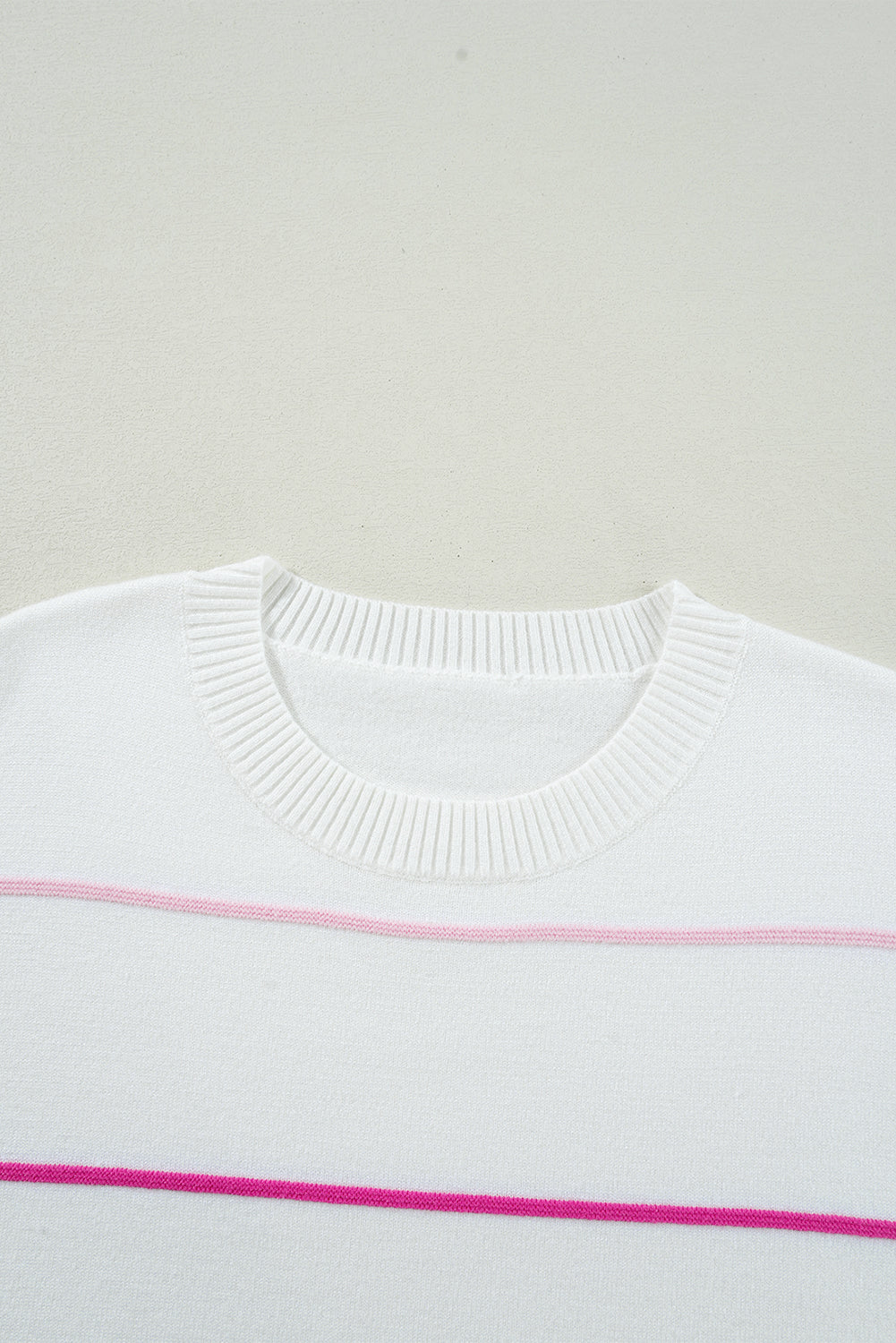 Colourblock Striped Half Sleeve Drop Shoulder Sweater | White