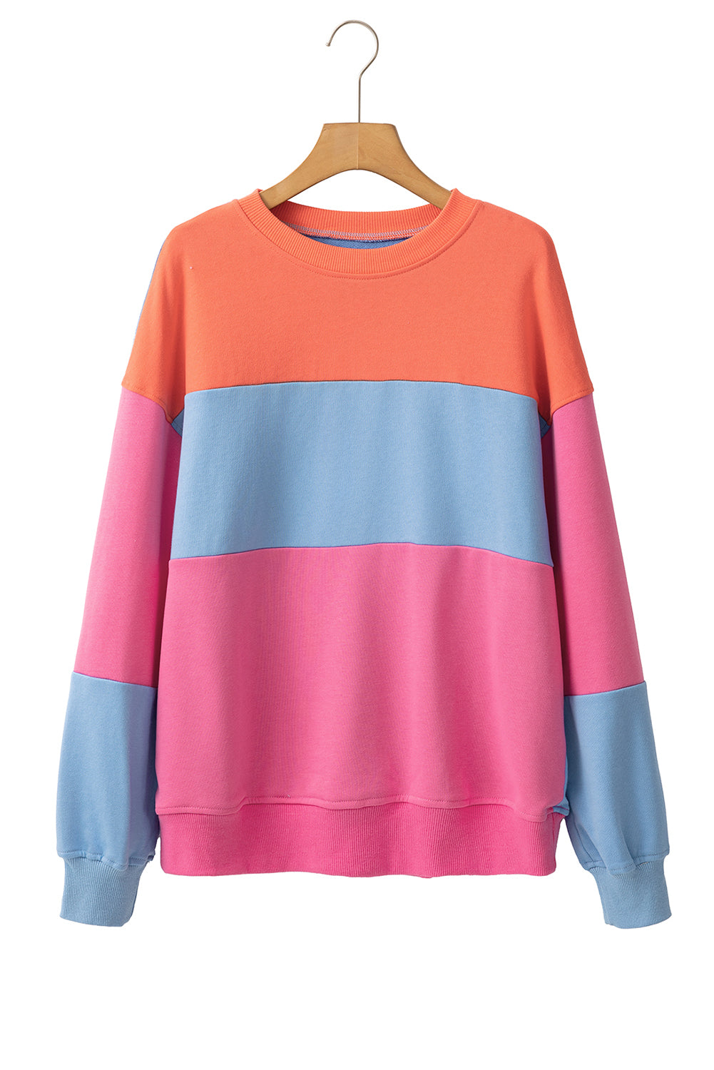 Colourblock Patchwork Drop Shoulder Sweatshirt | Bright Pink