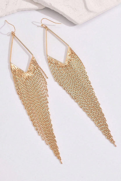 Tassel Long Chain Dangle Earrings | Gold