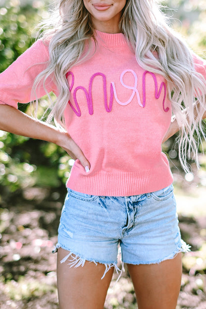 Mom Tinsel Front Short Sleeve Sweater | Bonbon