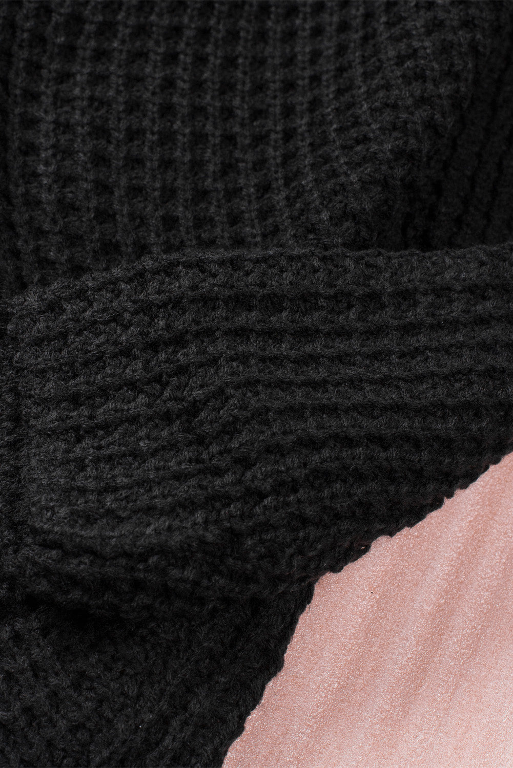 Buttoned Wrap Turtleneck Sweater | Black