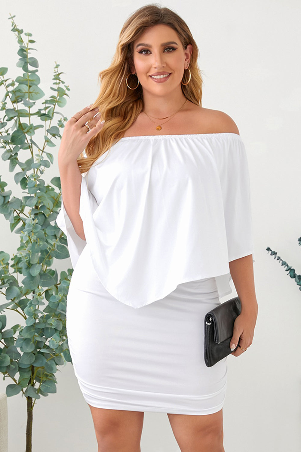 Dressing Layered  Mini Poncho Dress | White