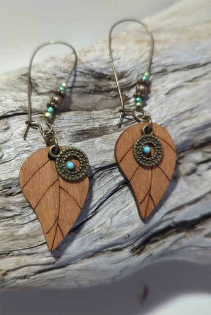 Western Turquoise Decor Leaf Shape Drop Earrings | Desert Gold