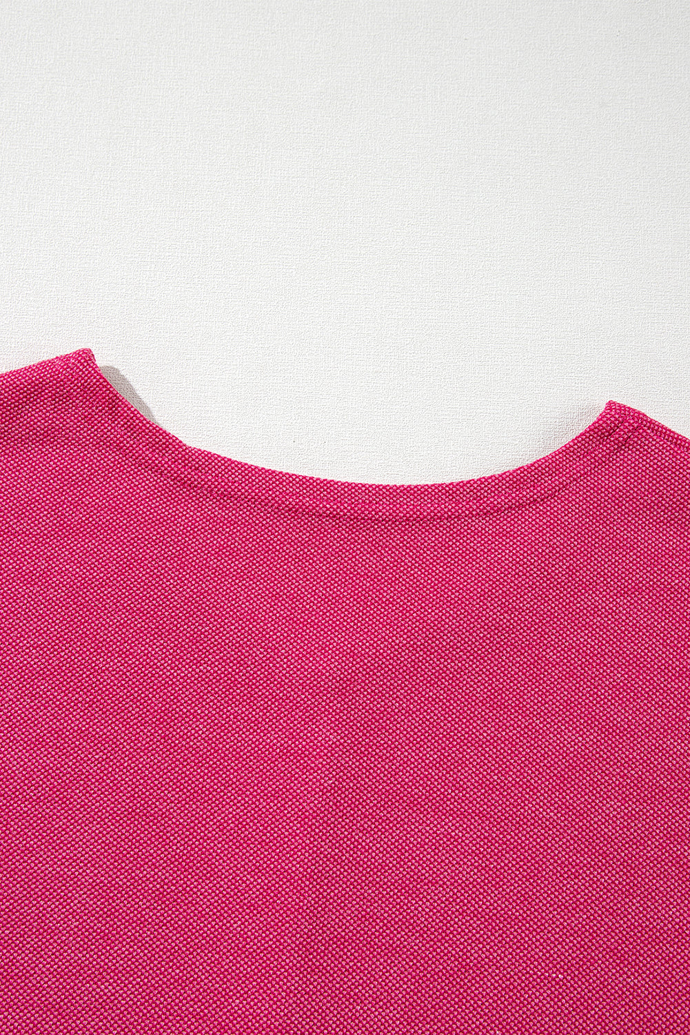 Textured Long Sleeve V Neck Top | Rose Red