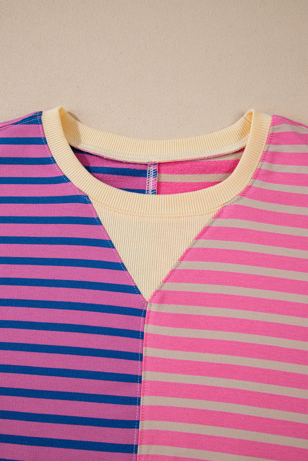 Casual Stripe Colourblock Drop Shoulder Oversize Sweatshirt | Pink Stripe