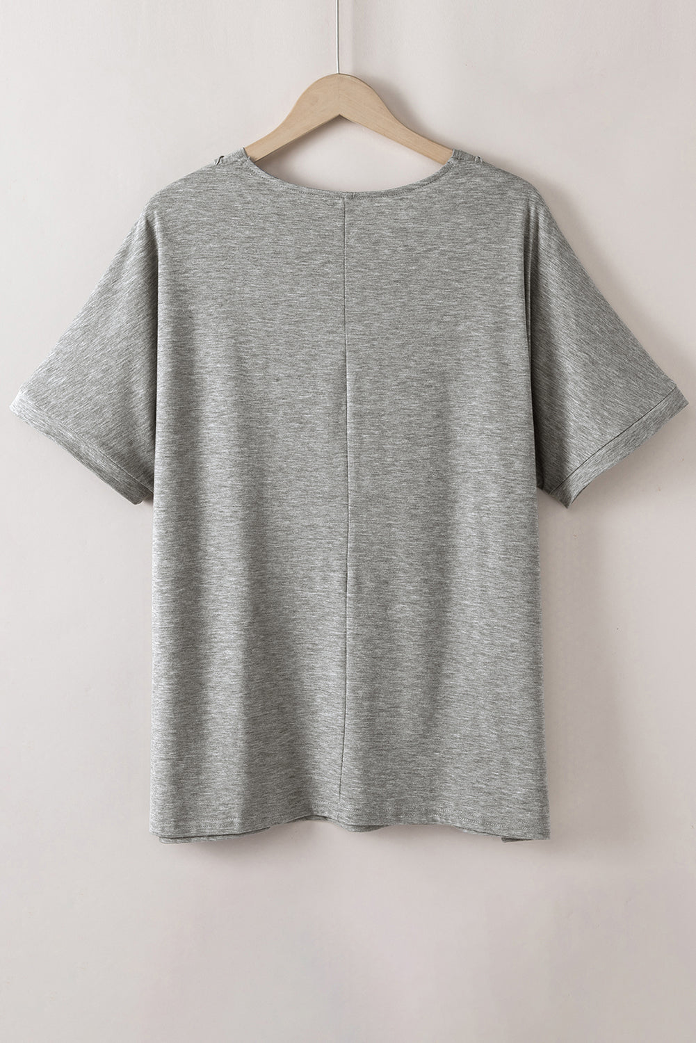 Plus Size Buttoned V Neck Batwing Sleeve Top | Gray