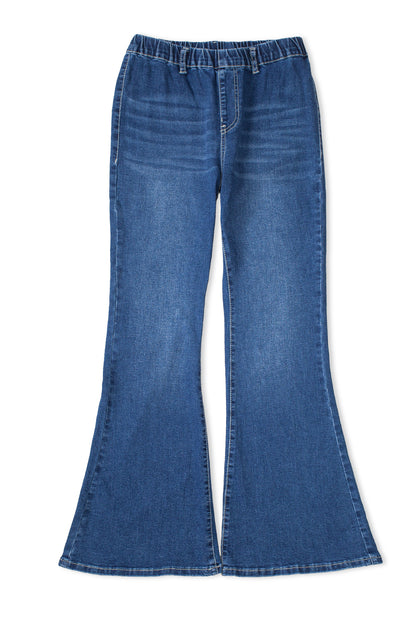 Elastic High Waist Flare Jeans | Blue