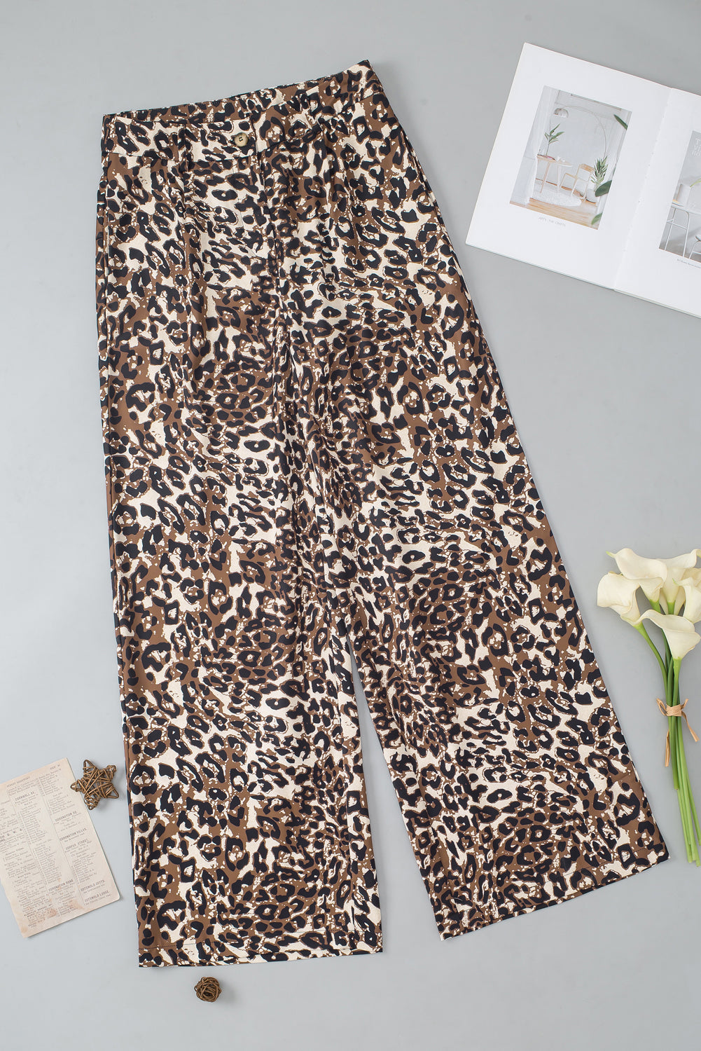 High Waist Wide Leg Pants | Leopard