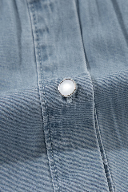 Turn-Down Collar Chambray Shirt | Dusk Blue