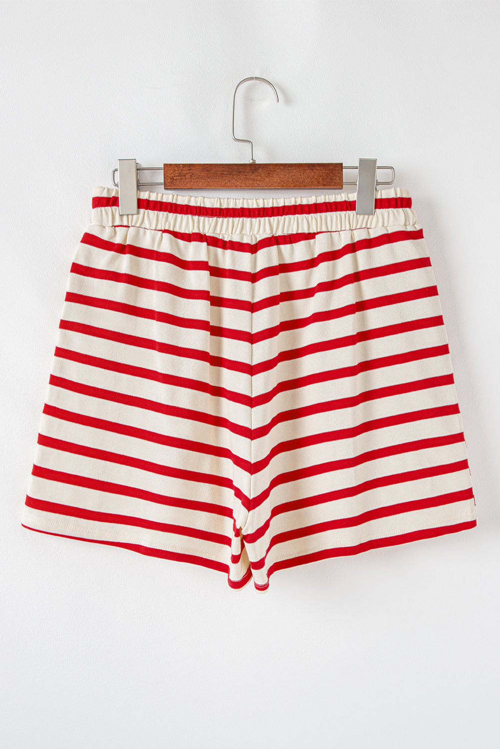 Lace-Up Front Top And High Waist Shorts Set | Red Stripe