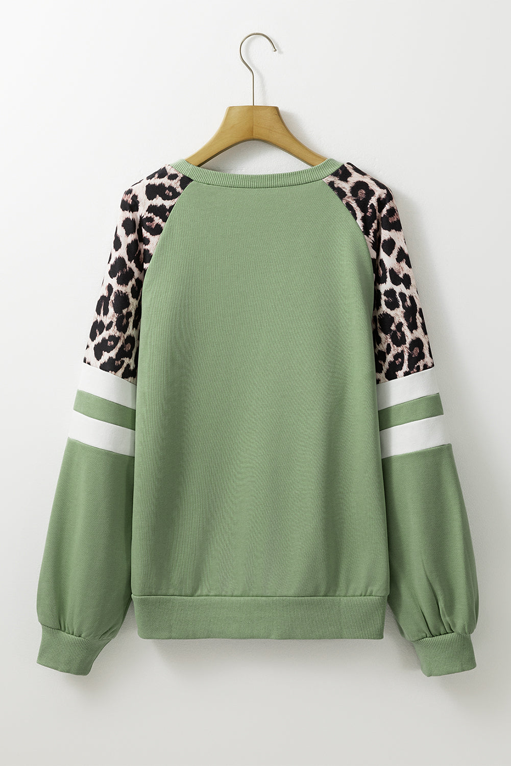 Leopard Print Colourblock Raglan Sleeve Sweatshirt | Grass Green